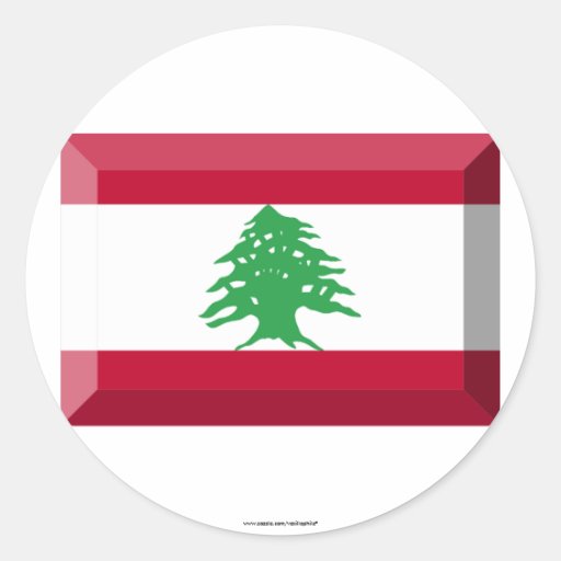 Lebanon Flag Jewel Round Stickers