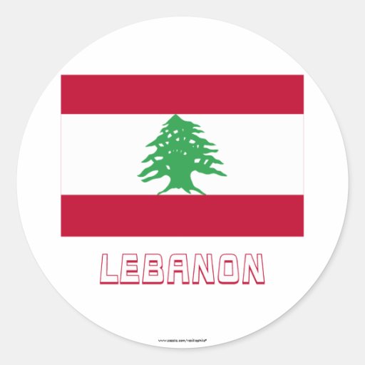 Lebanon Flag with Name Round Sticker