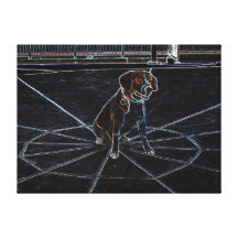 Lectro Dog - Neon Beagle Wrapped Canvas - Cooper Stretched Canvas Print