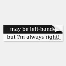 Left-handed people bumper stickers