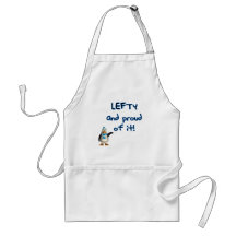 Lefty and Proud! With penguin in blue & black Apron