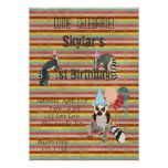 Lemurs Birthday Fun Stripes Invitation