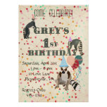 Lemurs Fun Abstract Birthday Invitation