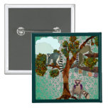 Lemurs Kings Of The Forest Green Damask Button buttons