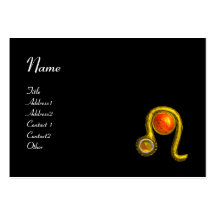 LEO ,bright vibrant black red yellow topaz Business Card Template