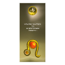 LEO TOPAZ MONOGRAM yellow orange red grey agate Personalized Announcement