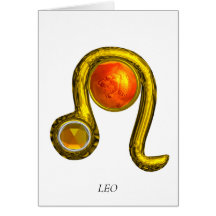 LEO Yellow Topaz & Gold Zodiac Birthday Card