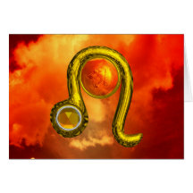LEO Yellow Topaz & Gold Zodiac Birthday Greeting Card