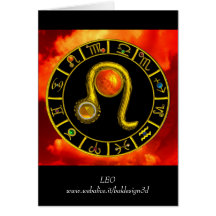LEO Yellow Topaz & Gold Zodiac Birthday Card