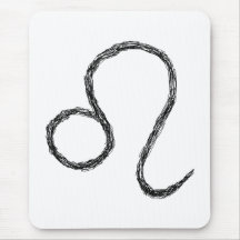 Leo. Zodiac Astrology Sign. Black. Mouse Pad