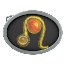 LEO ZODIAC BIRTHDAY JEWEL Yellow Topaz,Black Oval Belt Buckles