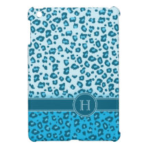 Leopard animal print blue monogram ipad mini case