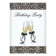 Leopard Chandelier Womans Birthday Party Personalized Announcement