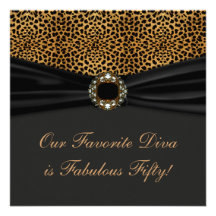Leopard Diva Womans Fabulous 50th Birthday Party Custom Invite