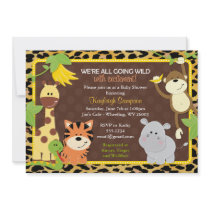 Leopard Jungle Friends Baby Shower Invitations