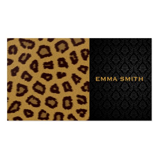 Leopard Print and Damask Business Card
