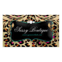 Leopard Print Business Card Beige Swirls Jewellery