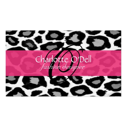 leopard print monogram business card