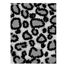 Leopard Print Pattern, Black and Grey. Postcards