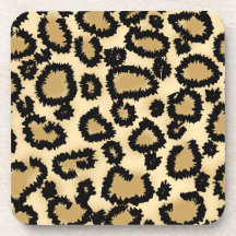 Leopard Print Pattern, Brown and Black. Drink Coaster
