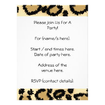 Leopard Print Pattern, Brown and Black. Personalized Invites