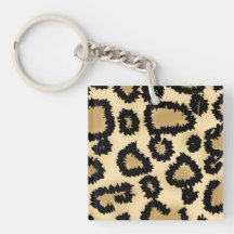 Leopard Print Pattern, Brown and Black. Acrylic Key Chain