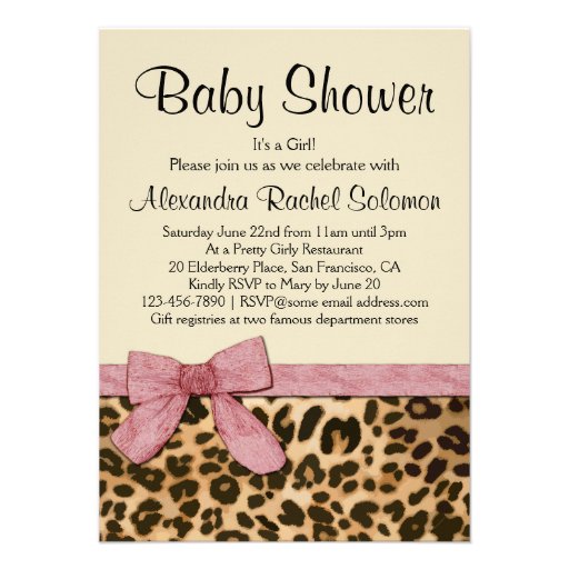 leopard_print_pink_bow_girl_baby_shower_invitation ...