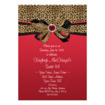 Leopard Print Red Jewels Diamonds Sweet 16 Custom Announcement