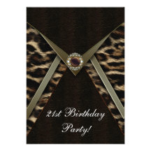 Leopard Womans Any Number Birthday Party Personalised Invite
