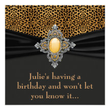 Leopard Womans Surprise 40th Birthday Party Invitations