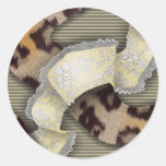 Leopards 'n Lace - ivory Round Stickers