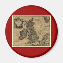 Les Isles Britanniques, 1700's Map Refrigerator Magnets