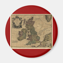 Les Isles Britanniques, 1700's Map Magnets