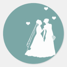 Lesbian Brides Wedding Round Stickers