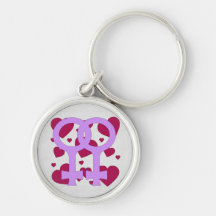 Lesbian Marriage Hearts Keychains