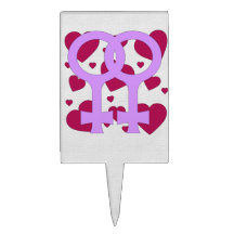 Lesbian Marriage Hearts Rectangle Cake Topper