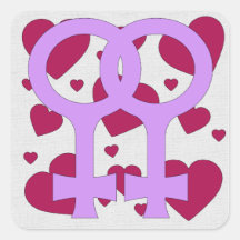 Lesbian Marriage Hearts Stickers