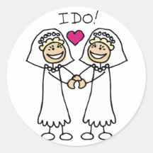 Lesbian Wedding Favours Round Stickers