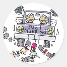 Lesbian Wedding Just Married Round Stickers