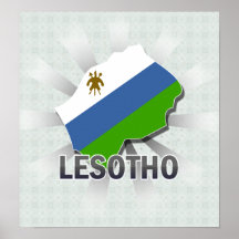 Lesotho Flag Map 2.0 Print