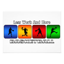 Less Work And More Basketball Personalised Invite