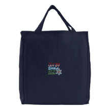 Let it snow embroidered reusable canvas tote bag