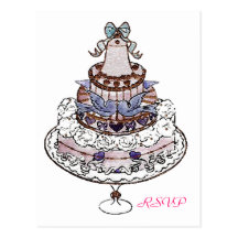 Let Us Eat Cake  ~ Wedding RSVP Postcard