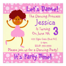 Let's Dance ~ It's Party Time~Kids Birthday Party Personalised Invites