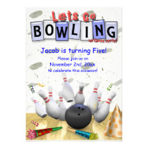Let's Go  Bowling!  Birthday Party Invitation