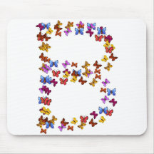 Letter B of colourful butterfly graphics Mousepad