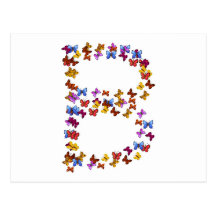 Letter B of colourful butterfly graphics Postcard