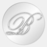 Letter B script initial faux silver monogram favou Stickers
