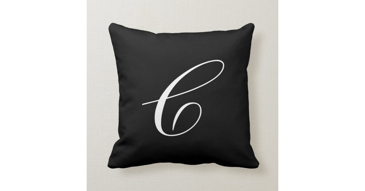 Letter C Black Monogram Pillow Throw Cushion Zazzle