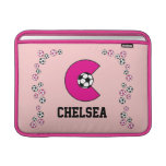 Letter C Monogram in Soccer Pink MacBook Air Sleeves